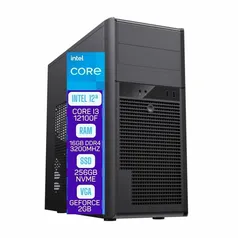 Computador Skill Pro Intel 12a Geração Core I3 12100f, 16GB DDR4, SSD 256GB, Nvidia Geforce GT 610 2GB, Linux - Sp-015