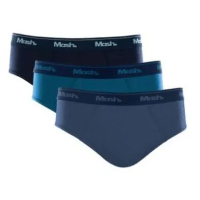 Mash Kit 3 Cuecas Slip, Masculino, Azul, M