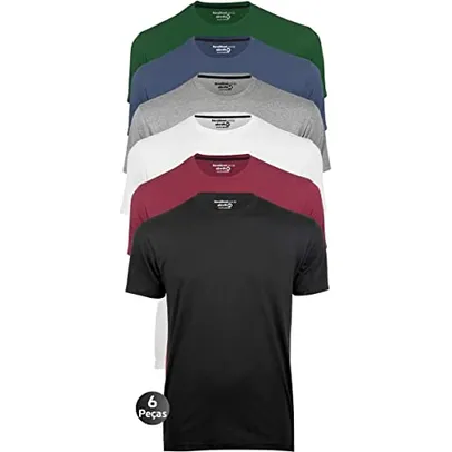 Kit 6 Camisetas Slim Fit Masculinas Básicas Lisas Novastreet (M, Branco, Preto, Cinza, Azul-Marinho, Bordô, Verde)