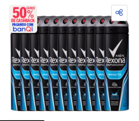 [BanQi R$59,43] 12 Desodorantes Aerossol Rexona Men Impacto 150ml