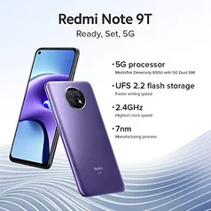 Smartphone Xiaomi Redmi Note 9T 4GB + 64GB - Versão Global - Preto | R$ 1.215