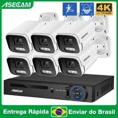[DO BRASIL - MOEDAS] Kit 1 NVR de 8CH + 6 Câmeras com face/human/car detection