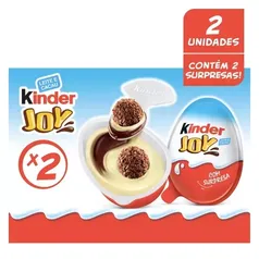 (2 kits por R$ 2) Kinder Joy azul, Ovinho com creme à base de Cacau e Leite 