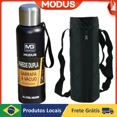 Saindo por R$ 75: [No Brasil] Garrafa Térmica Modus de 1 litro, Parede Dupla, Aço Inoxidável 316 + Bolsa de transporte | Para Bebidas Quentes e Geladas | Pelando