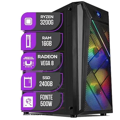 PC Gamer Mancer, Ryzen 3 3200G, 16GB DDR4, SSD 240GB, Fonte 500W 80 Plus