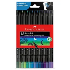 Ecolápis de cor, Faber-Castell, supersoft, 120715SOFTCF, 15 cores tons frios