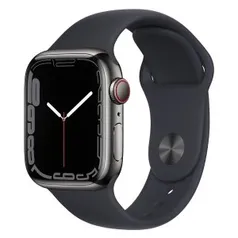 Apple Watch Series 7 (GPS + Cellular, 41mm) - Caixa de Aço inoxidável Grafite – Pulseira esportiva Meia-noite