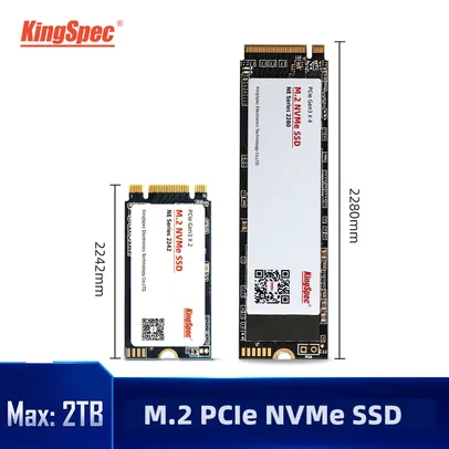 SSD NVME KINGSPEC 1TB (tamanhos 2242 e 2280) | R$509