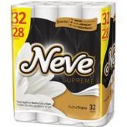 Conforto extremo: Papel higiênico NEVE SUPREME com folha TRIPLA: 32 unidades por 34,90