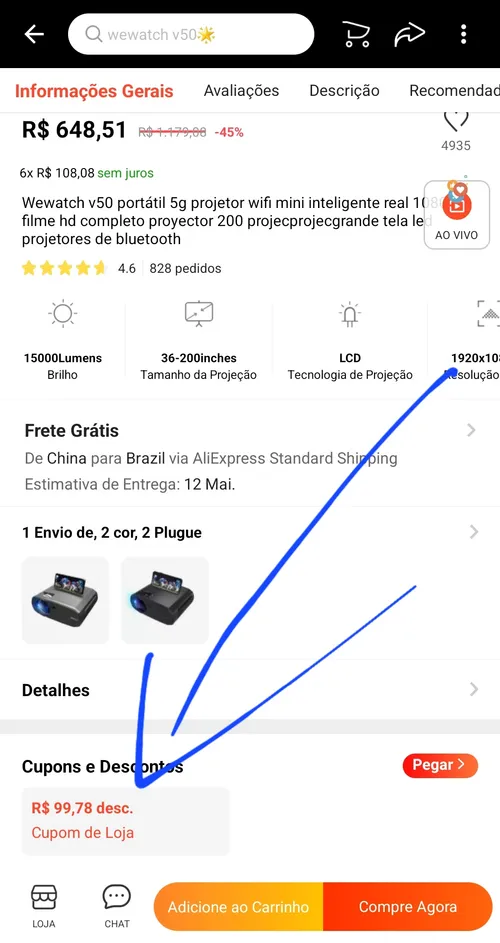 Imagem na descrição da promoção