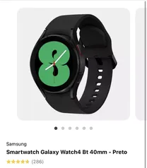 Smartwatch galaxy watch 4 BT 40mm preto SOMENTE NAS LOJAS FÍSICAS 