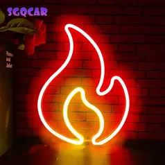 Luminária de parede decorativa com chama neon alimentada por USB