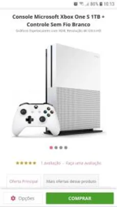 Console Microsoft Xbox One S 1TB + Controle Sem Fio Branco R$1045