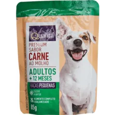 Ração QUALITÁ Carne ao Molho Para Cães Adultos Sachê 85g | R$ 1