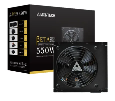 Fonte Montech BETA Bronze 550W, 80 Plus Bronze, PFC Ativo, Capacitores Japoneses