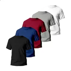 (Saldo Mercado Pago) Kit 5 Camisetas Básicas Masculina Dry Fit Lisa Tradicional 