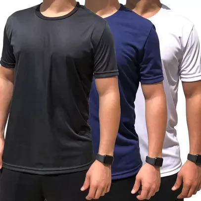 Kit 3 Camisetas Masculina Basica Slim Academia Dry Premium [Tam.: P e G]