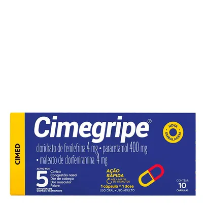 Cimegripe 400mg + 4mg + 4mg 10 cápsulas