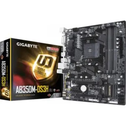 Placa-Mãe Gigabyte GA-AB350M-DS3H V2, AMD AM4, mATX, DDR4 | R$ 519