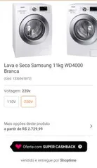 (AME R$ 2.234 ) Máquina Lava e Seca Samsung 11KG WD4000 Branca