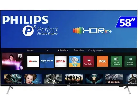 Smart TV Philips LED 58 4K Wi-Fi Saphi HDR10+ 58PUG7625/78