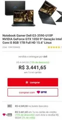 Notebook Gamer Dell G3-3590-U10P [AME R$: 3.139,57] NVIDIA GeForce GTX 1050