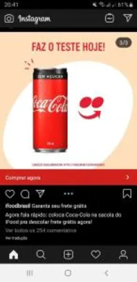 Coca-cola dá entrega grátis no Ifood