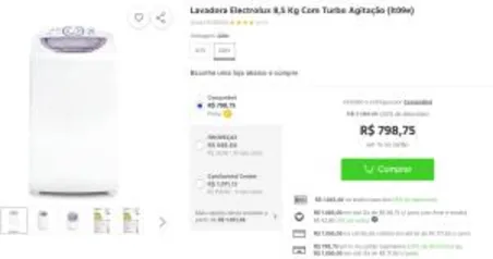 [Cartão Sub] Lavadora Electrolux 8,5 Kg Com Turbo Agitação (lt09e) 220v - R$798