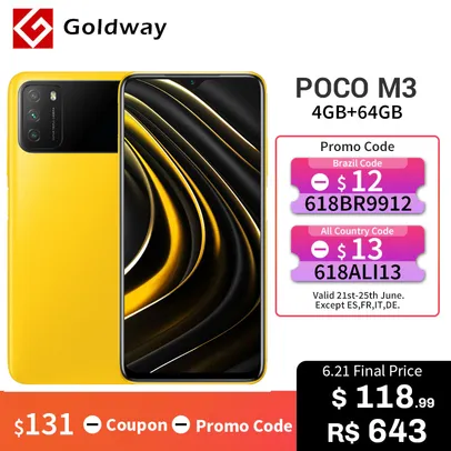 Poco M3 4GB 64GB versão global | R$643