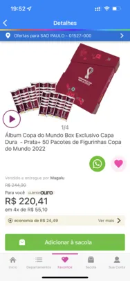 Álbum Copa do Mundo Box Exclusivo Capa Dura + 50 pacotes de figurinha