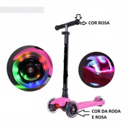 Patinete Infantil 60kg 4 Rodas Com Led Menina Rosa Presente Dia Das Crianças - Online