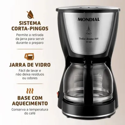 Foto do produto Cafeteira 800W MONDIAL C-32-32X 32 Xic Prt Inox 110V