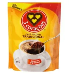 Leve 2 Pague 1 | Café Solúvel Granulado Tradicional 3 corações 50g | 1,68 cada