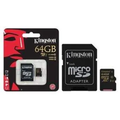 [Extra] Cartão de memória 64GB classe 10 + Adaptador Kingston - R$106