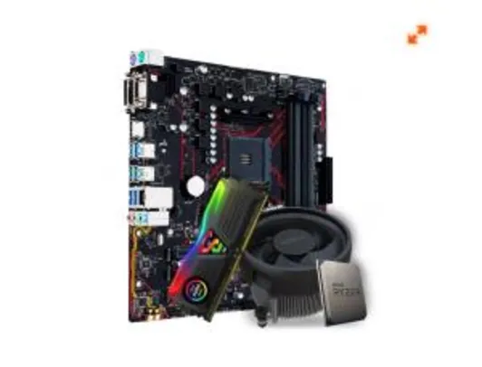 Kit Upgrade Placa Mãe Asus Prime B450M Gaming/BR AMD AM4 + PROCESSADOR AMD RYZEN 5 2600 3.4GHZ + MEMÓRIA DDR4 8GB 3200MHZ