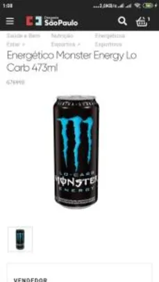 Energético monster lo-carb | R$4,25