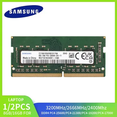 [Taxa Inclusa] Memória Samsung Laptop -DDR4 RAM, 8GB, 2133MHz,