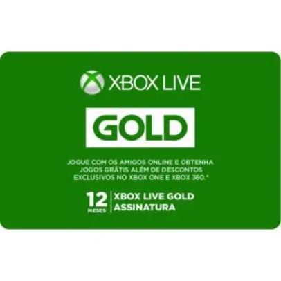 [AME 10% CashBack] [DIGITAL] XBOX LIVE GOLD 12 meses | R$180