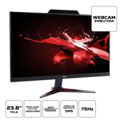 Monitor Gamer Acer Nitro Vg240y 23.8" Fhd 75hz 1ms c/ Webcam Integrada