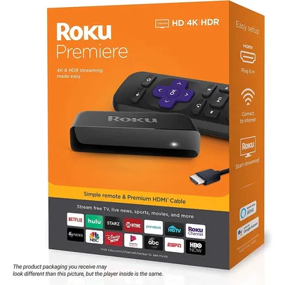(AME R$195,30) - Roku Premiere HD/4K/HDR Streaming Media Player