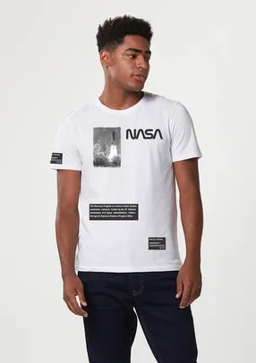 Camiseta Unissex Com Estampa Nasa - Branco | R$20