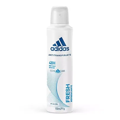 (R$5,99 REC/Super) Desodorante Aerossol Adidas Feminino Fresh, Adidas, Branco, 150 Ml