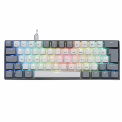 Teclado Mecânico Gamer SuperFrame Crepz, Rainbow, Switch Outemu Blue, ABNT2, 60%, White/Grey, SF-CRE