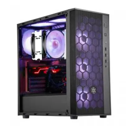 Gabinete Gamer SilverStone Fara R1, Mid Tower, Vidro Temperado, Black, Sem fonte, Com 1 Fan