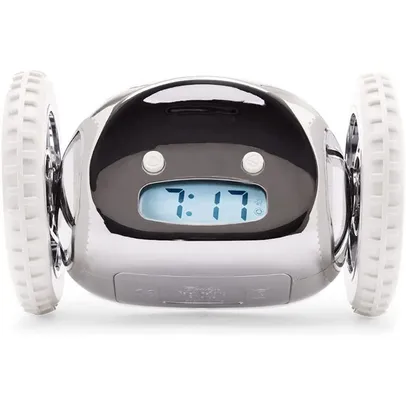 Relógio Despertador Clocky Sobre Rodas Alarme Extra Alto - Chrome