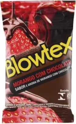 Preservativo Morango com Chocolate com 3 Unidades, Blowtex, Branco | R$ 3