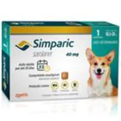 Antipulgas Simparic 40mg Cães 10 á 20 Kg com 1 Comprimido [FRETE GRÁTIS] 