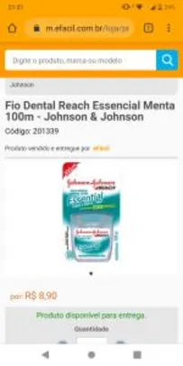 Fio Dental Reach Essencial Menta 100m - Johnson & Johnson R$ 9