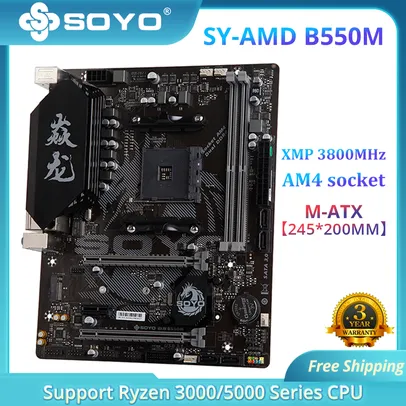 Placa Mãe SOYO Monarch Dragon AMD B550M Gaming USB3.1 M.2 Nvme Sata3 R