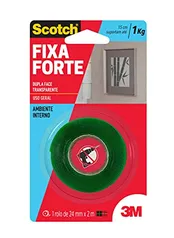 Fita Dupla Face 3M Scotch Fixa Forte Transparente - 24 mm x 2 m